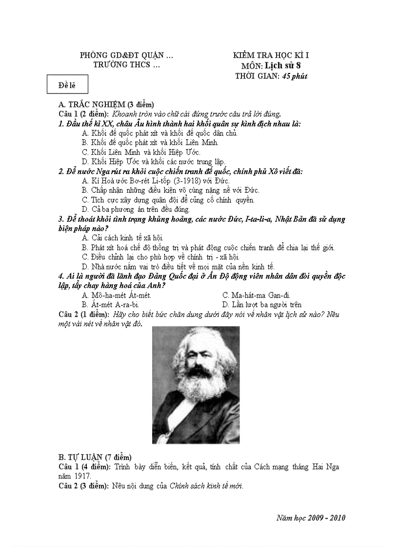 image for page Đề kiểm tra học kì i sử 8 đề lẻ