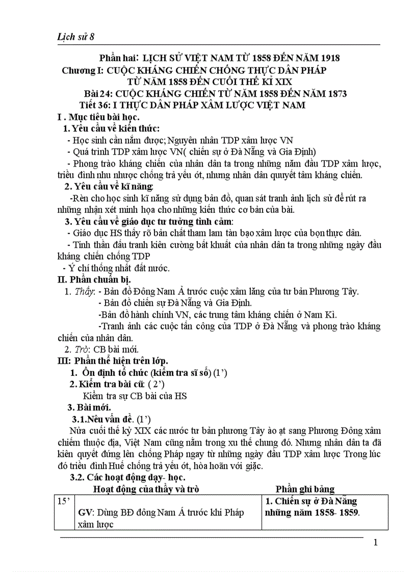 image for page Giáo án lịch sử 8 năm học 2010 2011