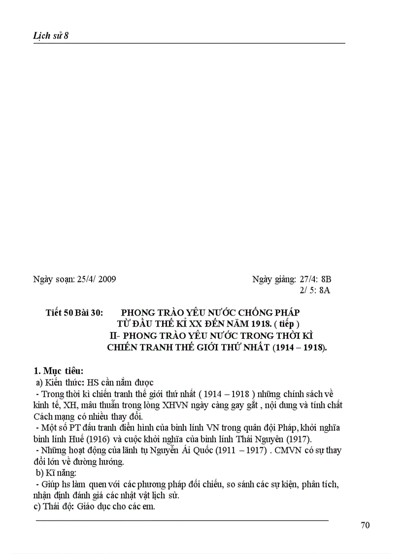 image for page Giáo án lịch sử 8 năm học 2010 2011