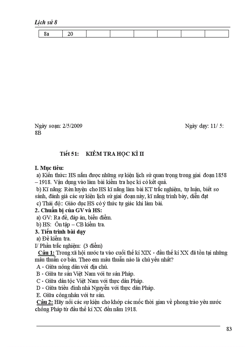 image for page Giáo án lịch sử 8 năm học 2010 2011