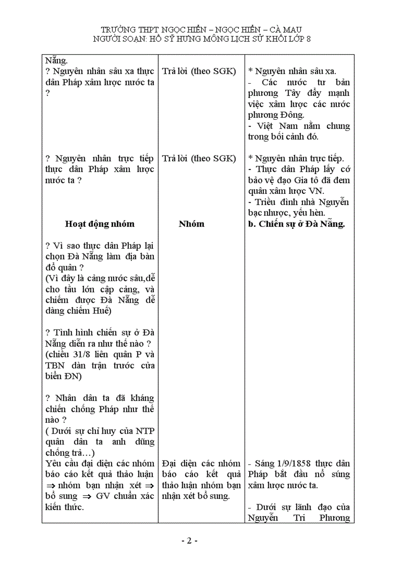 image for page Giáo án môn lịch sử khối 8 HK II