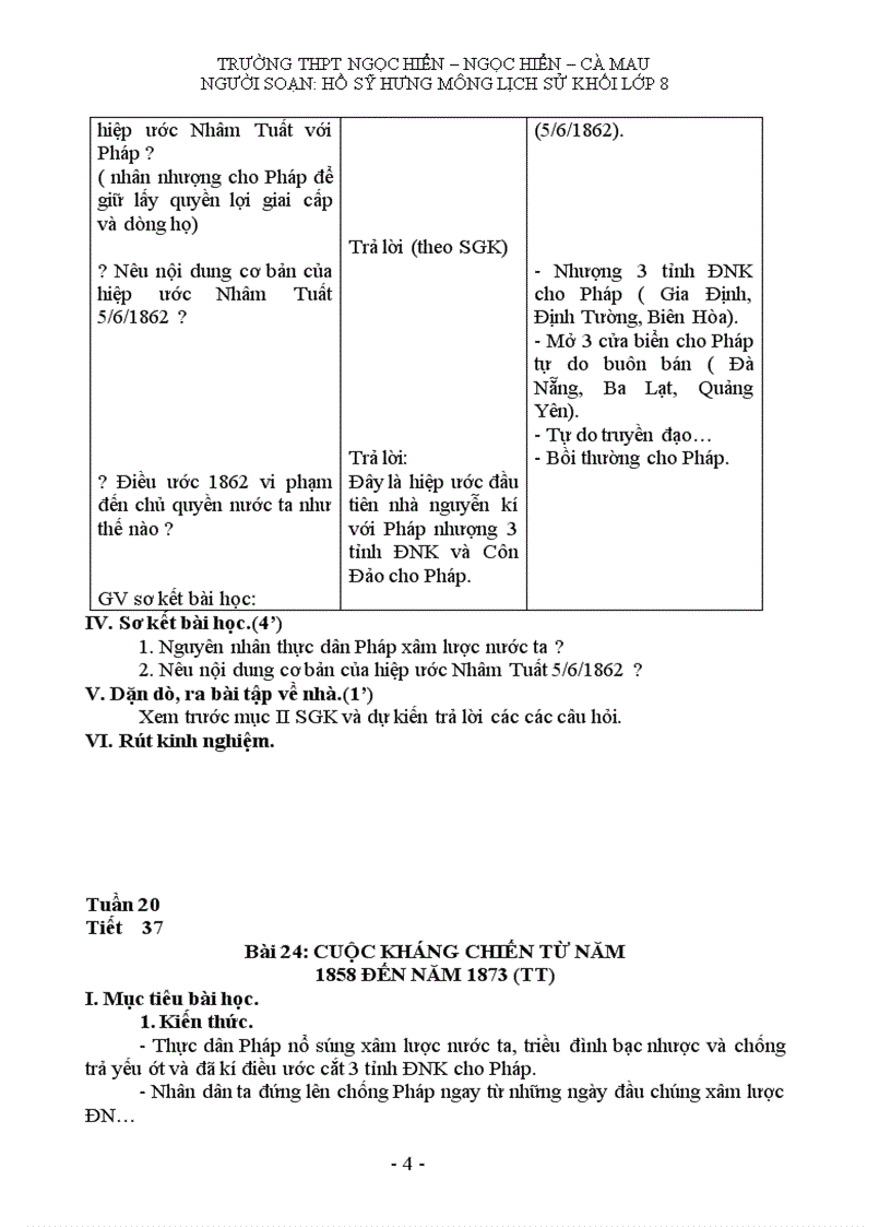 image for page Giáo án môn lịch sử khối 8 HK II