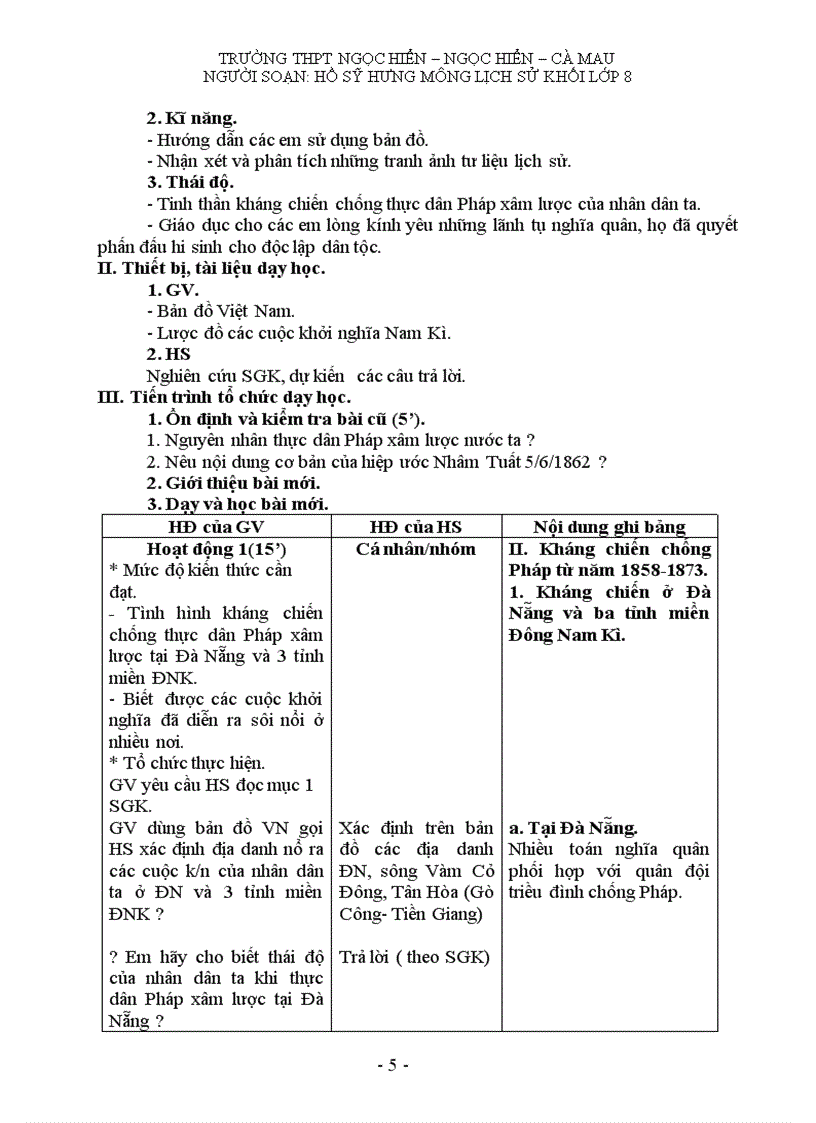image for page Giáo án môn lịch sử khối 8 HK II