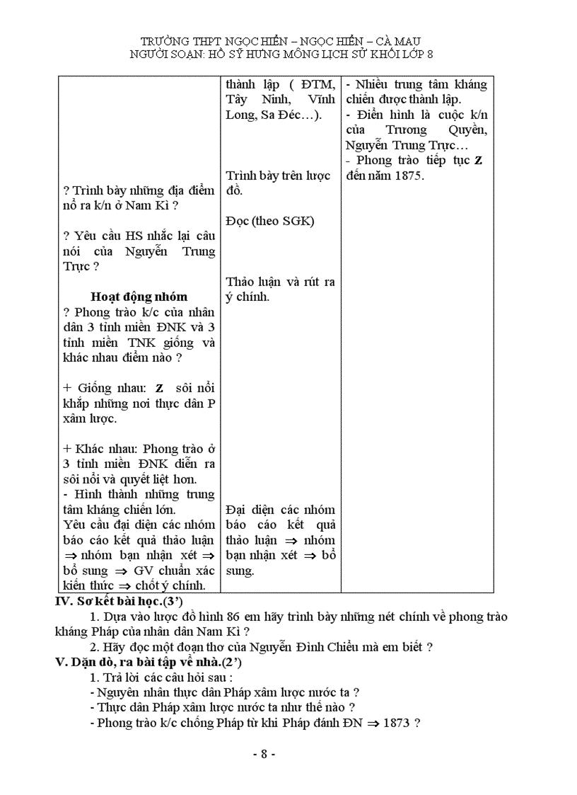 image for page Giáo án môn lịch sử khối 8 HK II