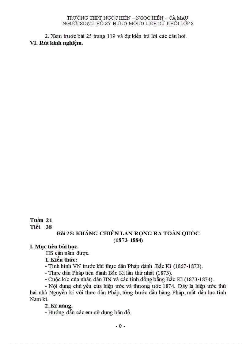 image for page Giáo án môn lịch sử khối 8 HK II