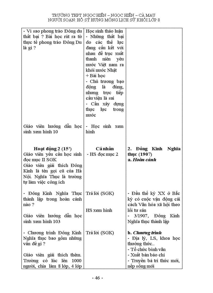 image for page Giáo án môn lịch sử khối 8 HK II
