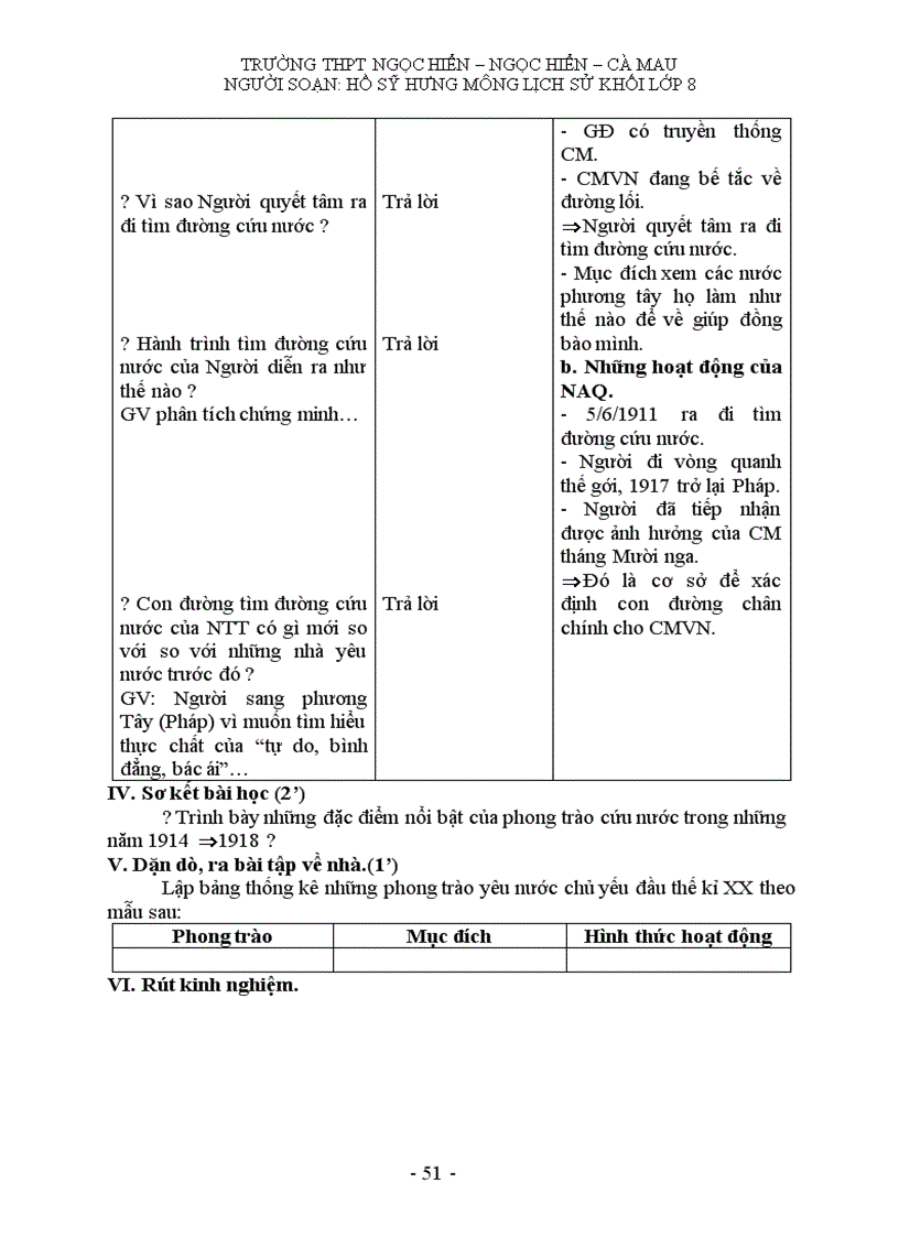 image for page Giáo án môn lịch sử khối 8 HK II