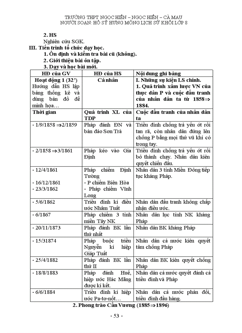 image for page Giáo án môn lịch sử khối 8 HK II