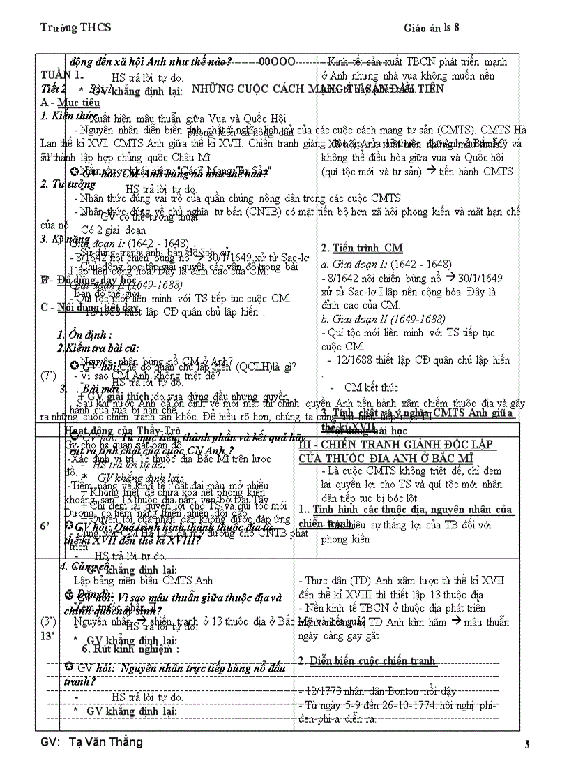 Giáo Án Sử 8 Cả Năm THCS Tân An