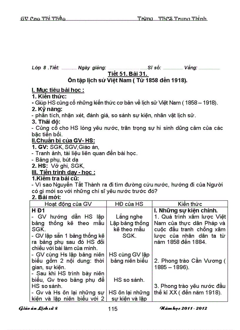 image for page Giao an Su 8 Chuan KT 3 cot