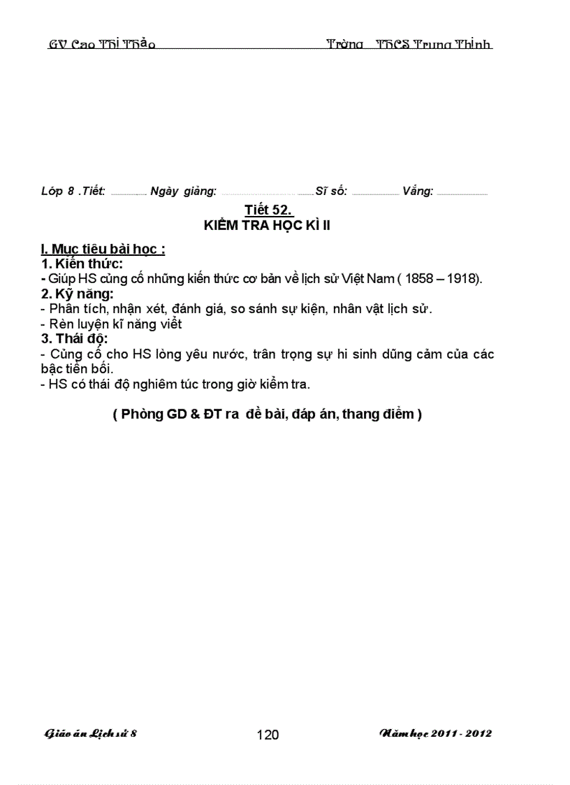 image for page Giao an Su 8 Chuan KT 3 cot