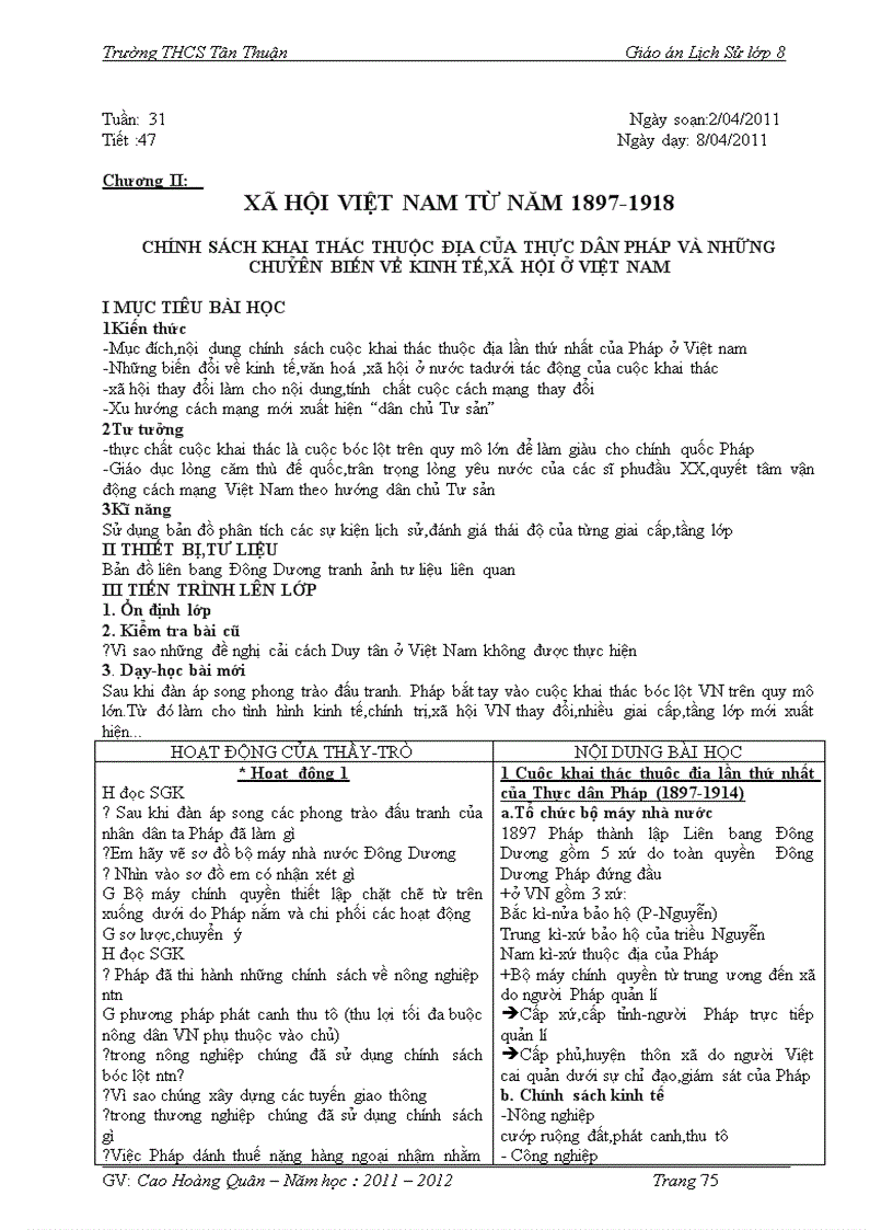 image for page Giáo án sử 8 giảm tải