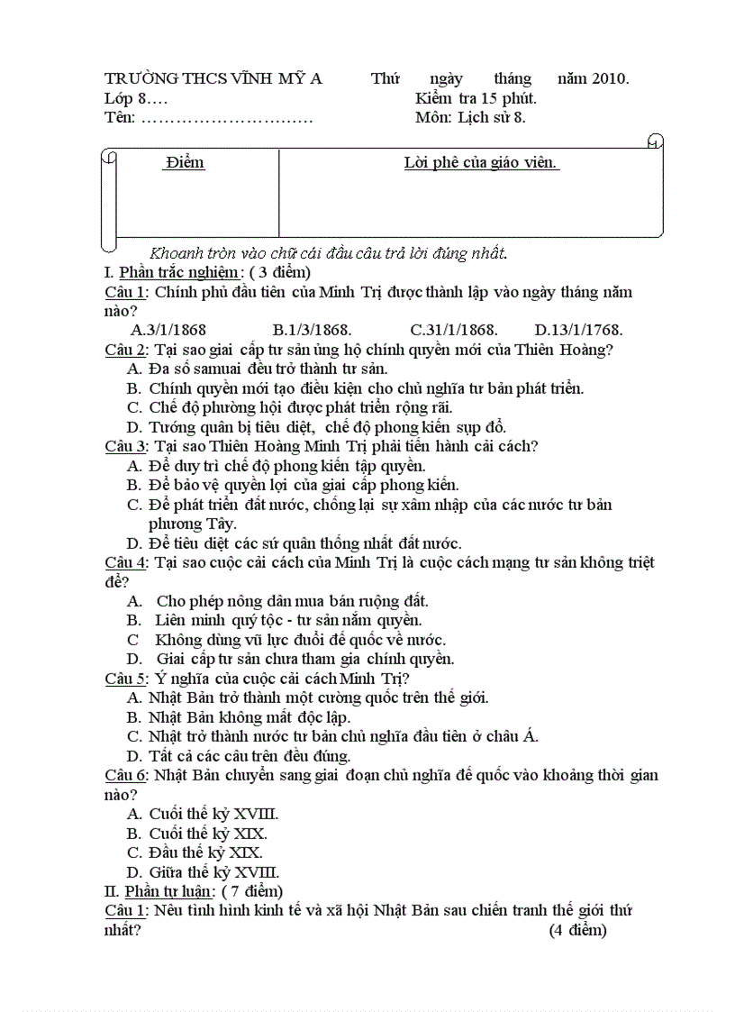 image for page Kiem tra 15 môn lịch sử 8 học kì i lần 1