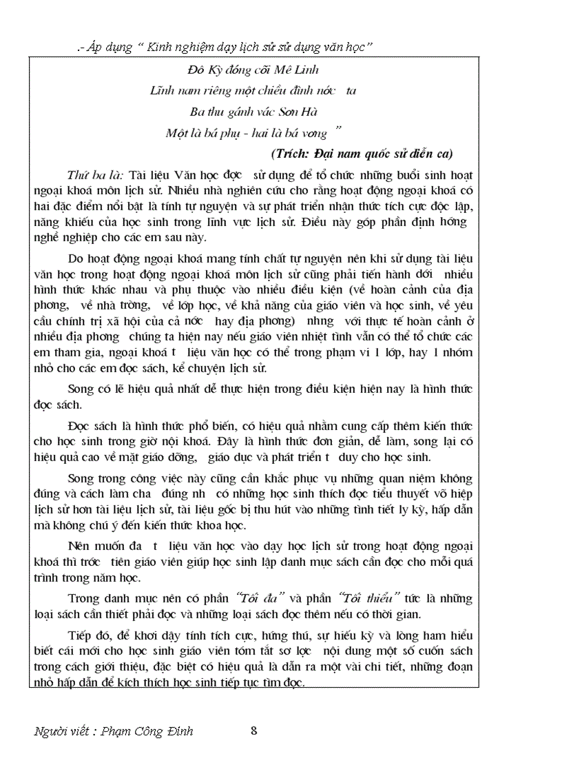 image for page Kinh nghiệm dạy Lịch sử có sử dụng văn học