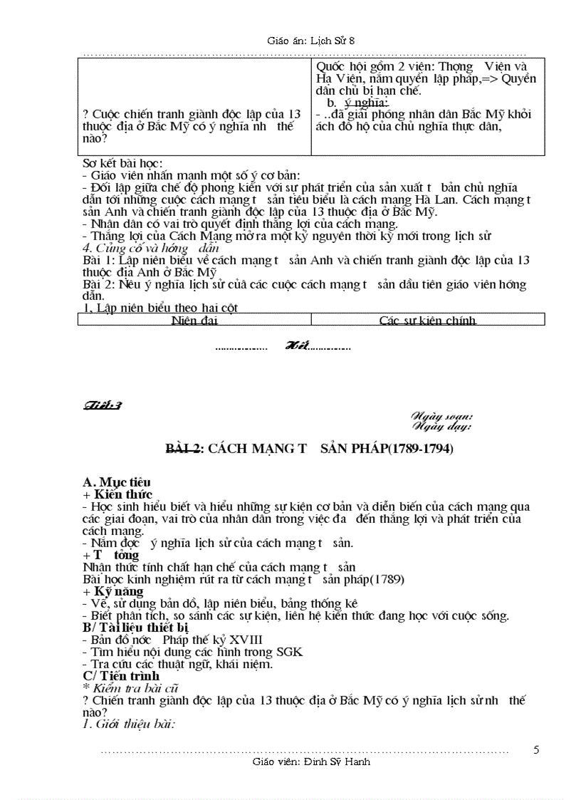 image for page Lịch sử 8 Học kỳ II