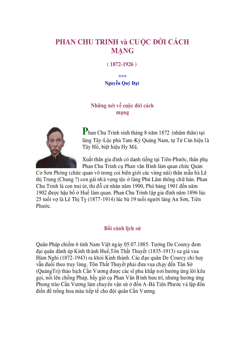 image for page Phan chu trinh cuộc đời và cách mạng