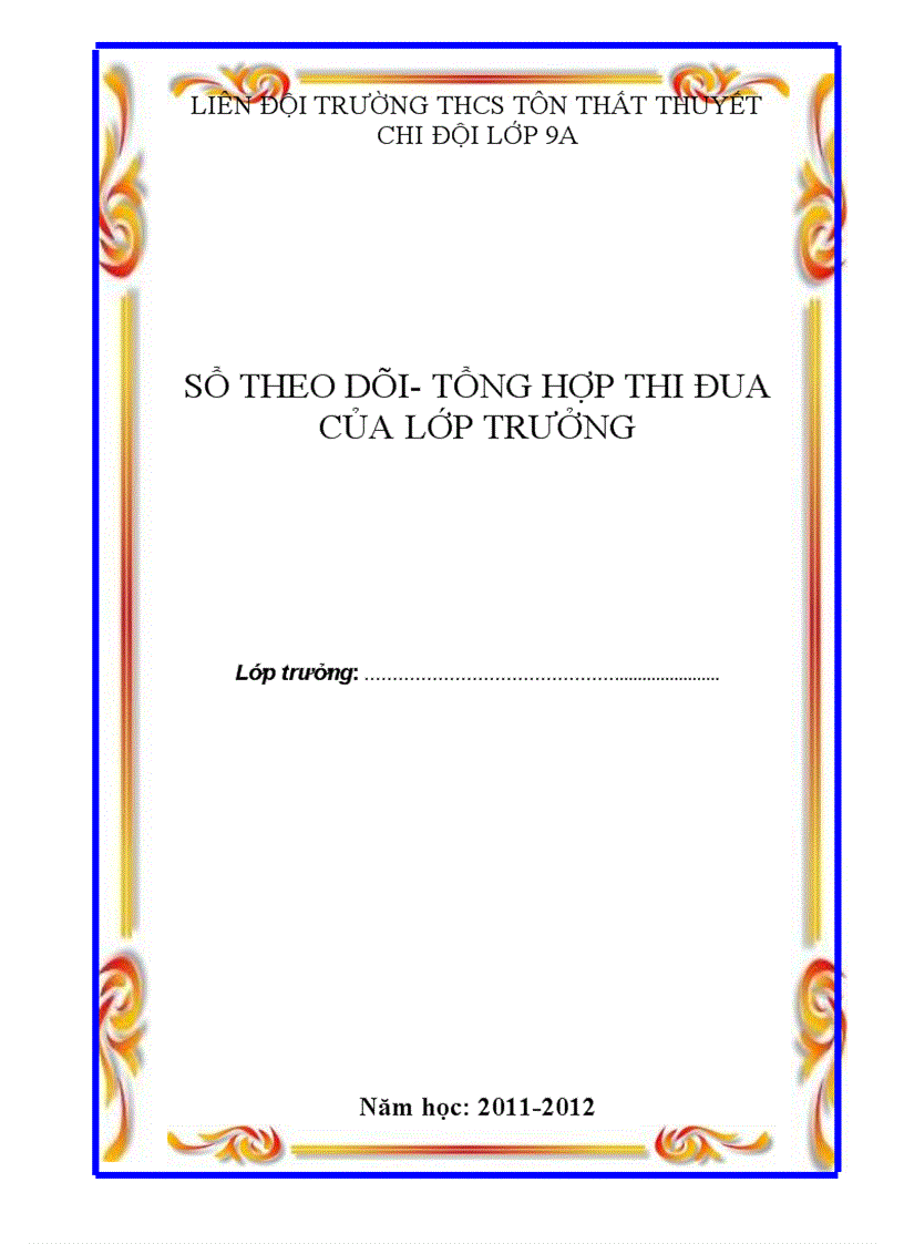 image for page Sổ theo dõi của lớp trưởng lơpa 9