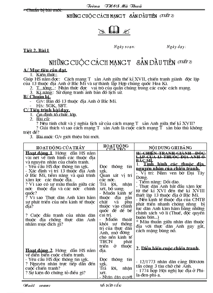 image for page Sử 8 HKI 3 cột chuẩn