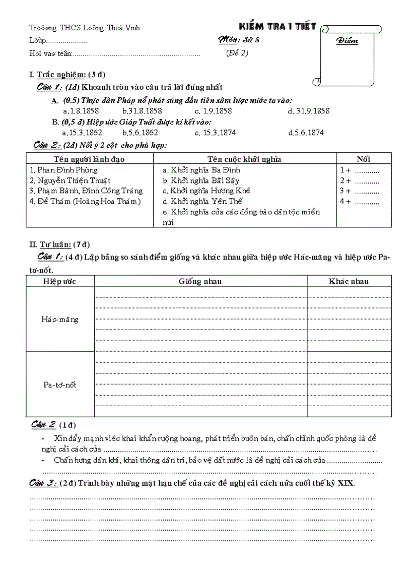 image for page Tiet 45 Kiem tra 1 tiet Su 8 de 2 hay