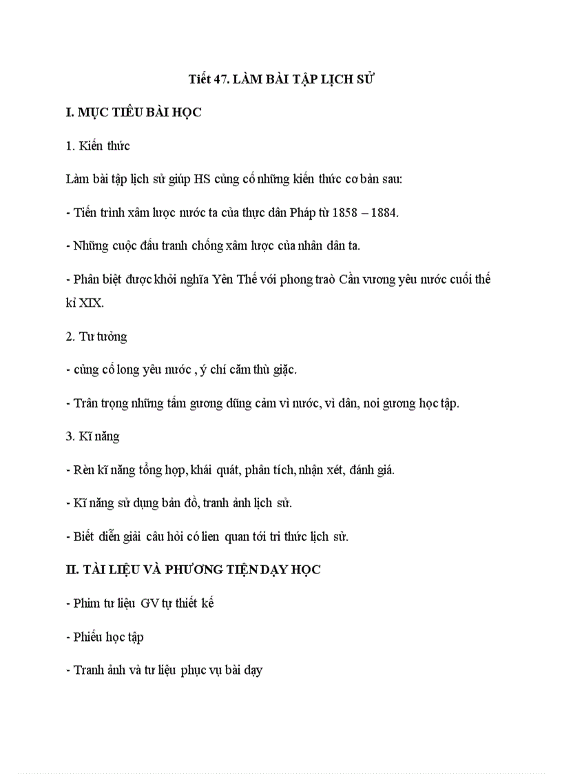 image for page Tiết 47 Làm bài tập lịch sử