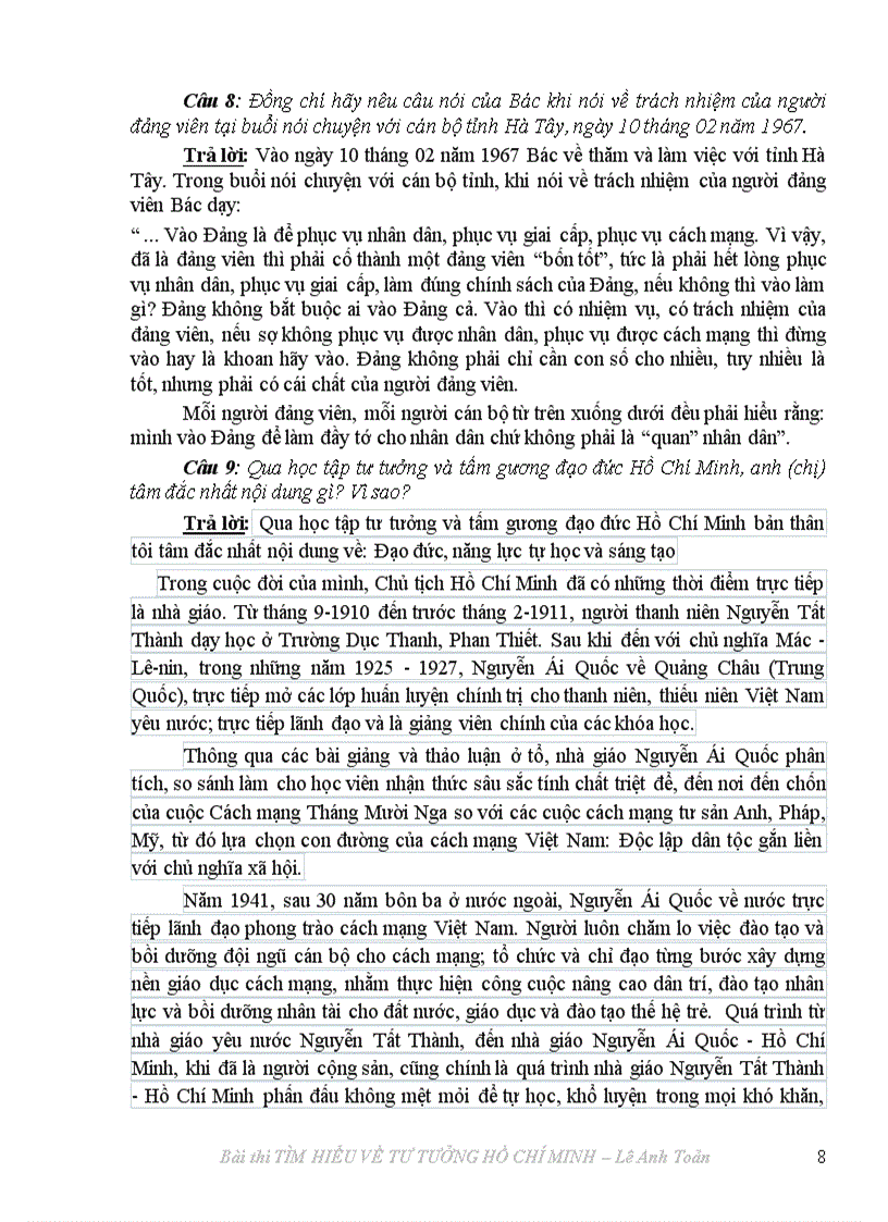 image for page Bài thi TÌM HIỂU TƯ TƯỞNG HỒ CHÍ MINH Giải KK tỉnh