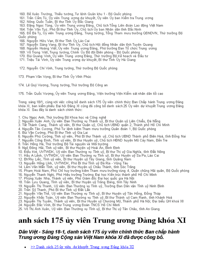 image for page Danh sách bch tw Đảng khoá 10 và 11