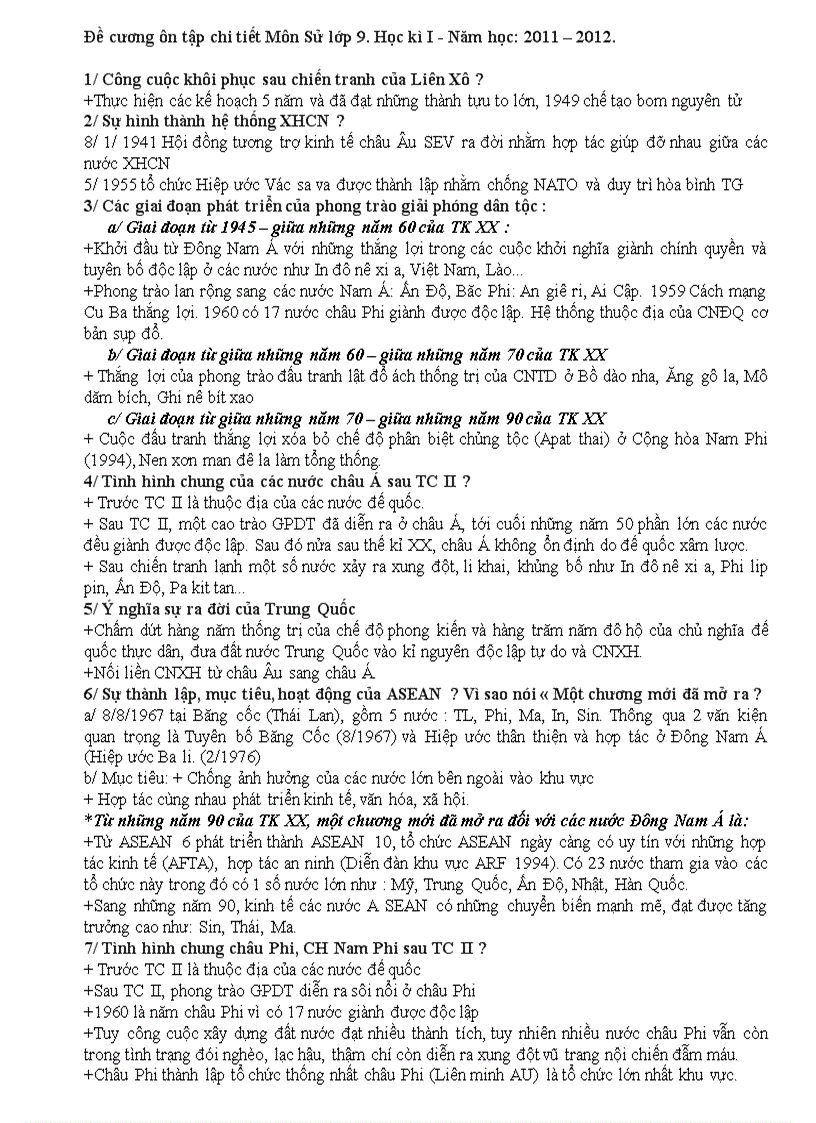 image for page Đề cương ôn tập sử 9 học kì I