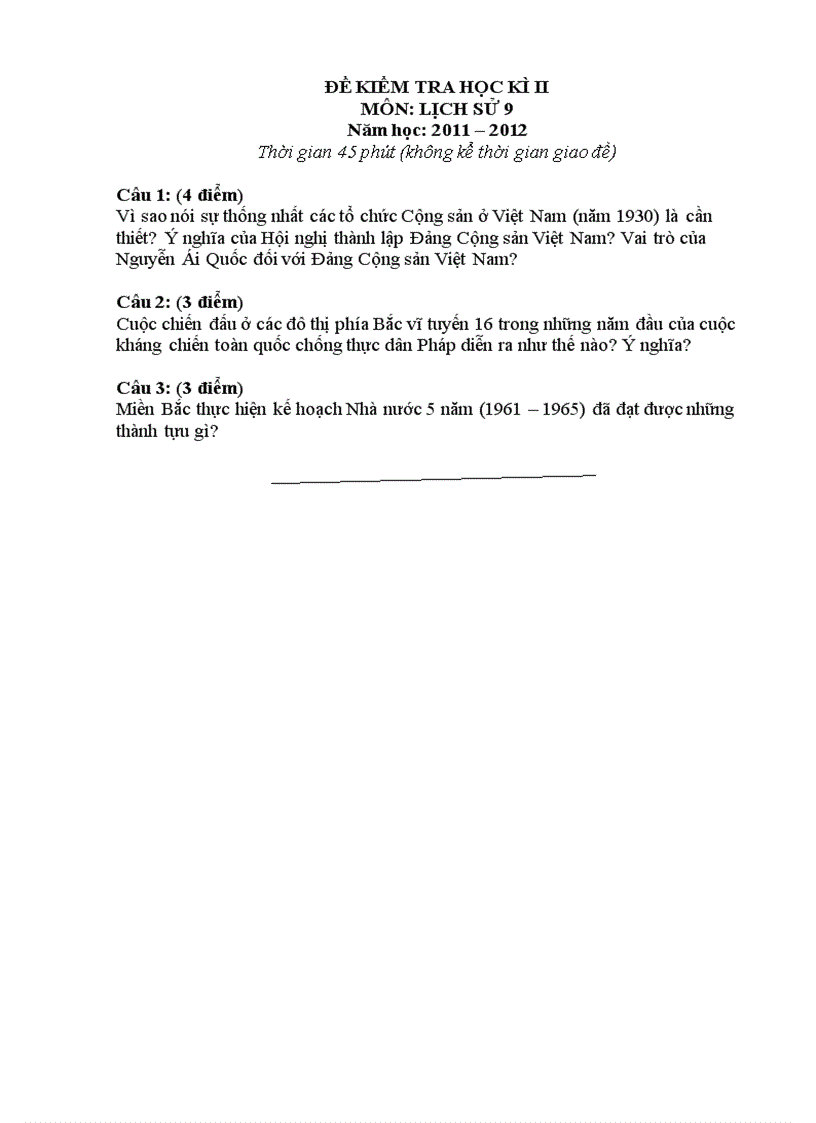 image for page Đê kiểm tra lịch sử 9 kì 2