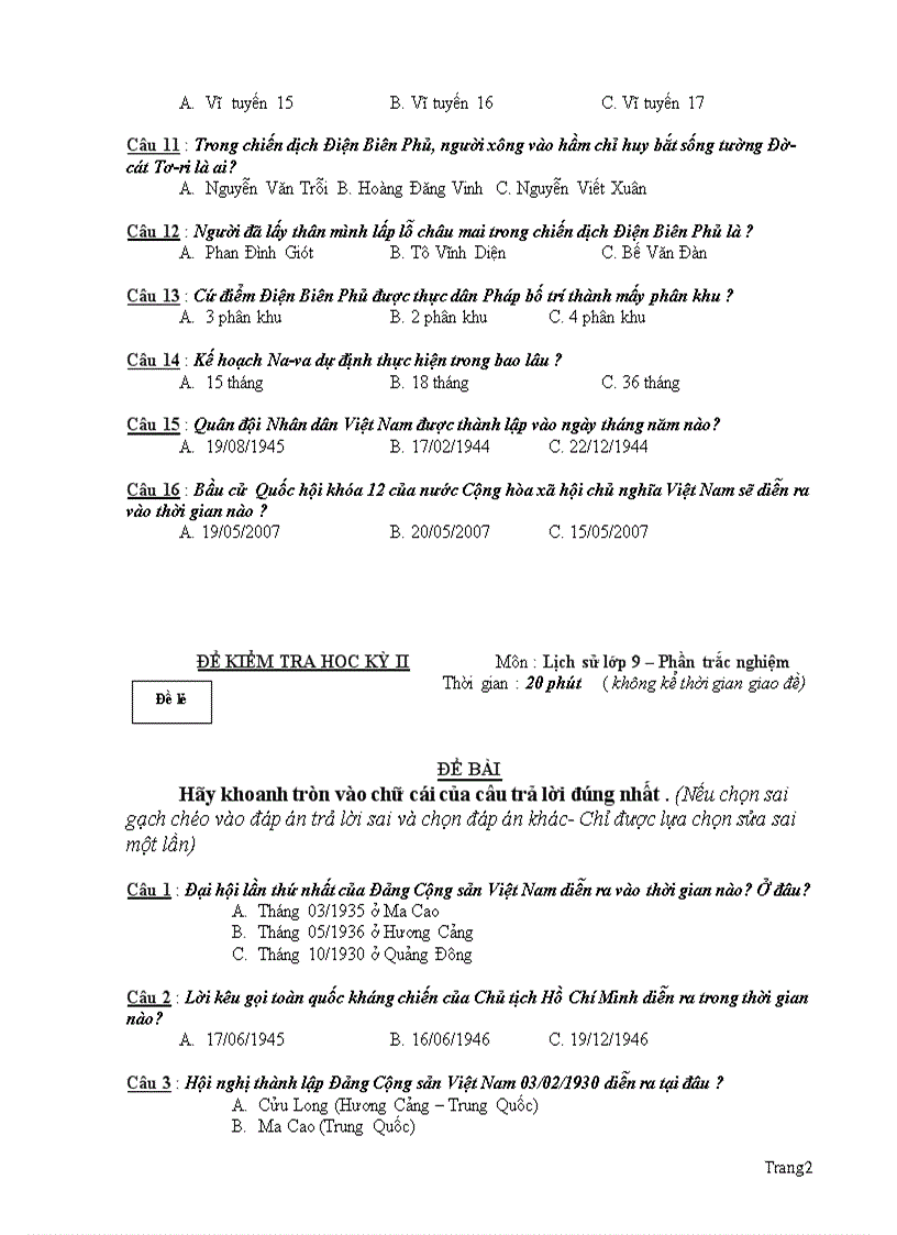 image for page Đề KTHK II Sử 9 NVT