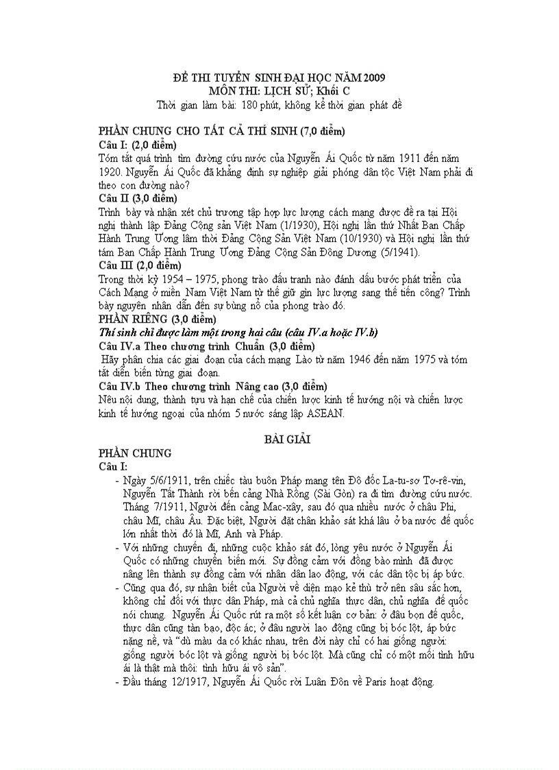 image for page Đề thi đại học môn lịch sử khối C 2009
