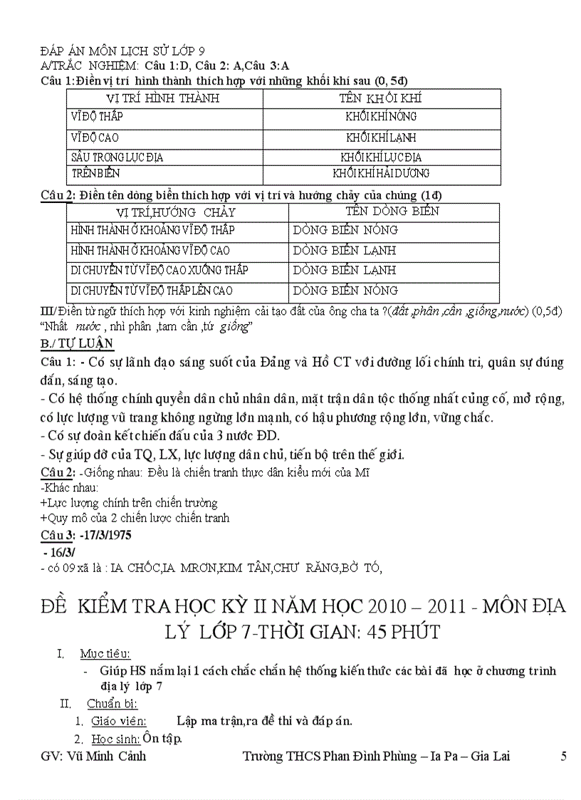 Đề thi học kì ii môn sử địa