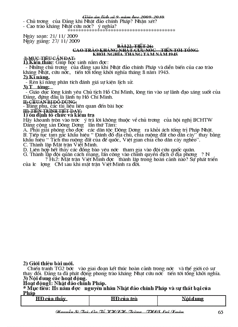 image for page Giao an su 9 3 cot 1