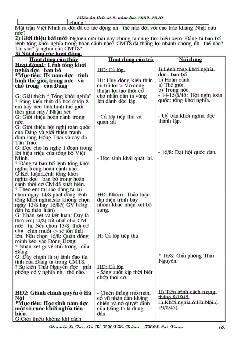 image for page Giao an su 9 3 cot 1