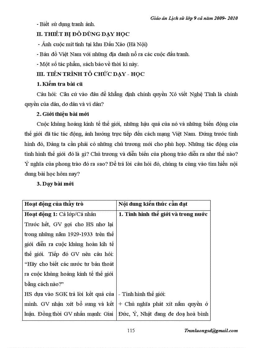 image for page Giáo án Lịch su 9 cả năm 2009 2010