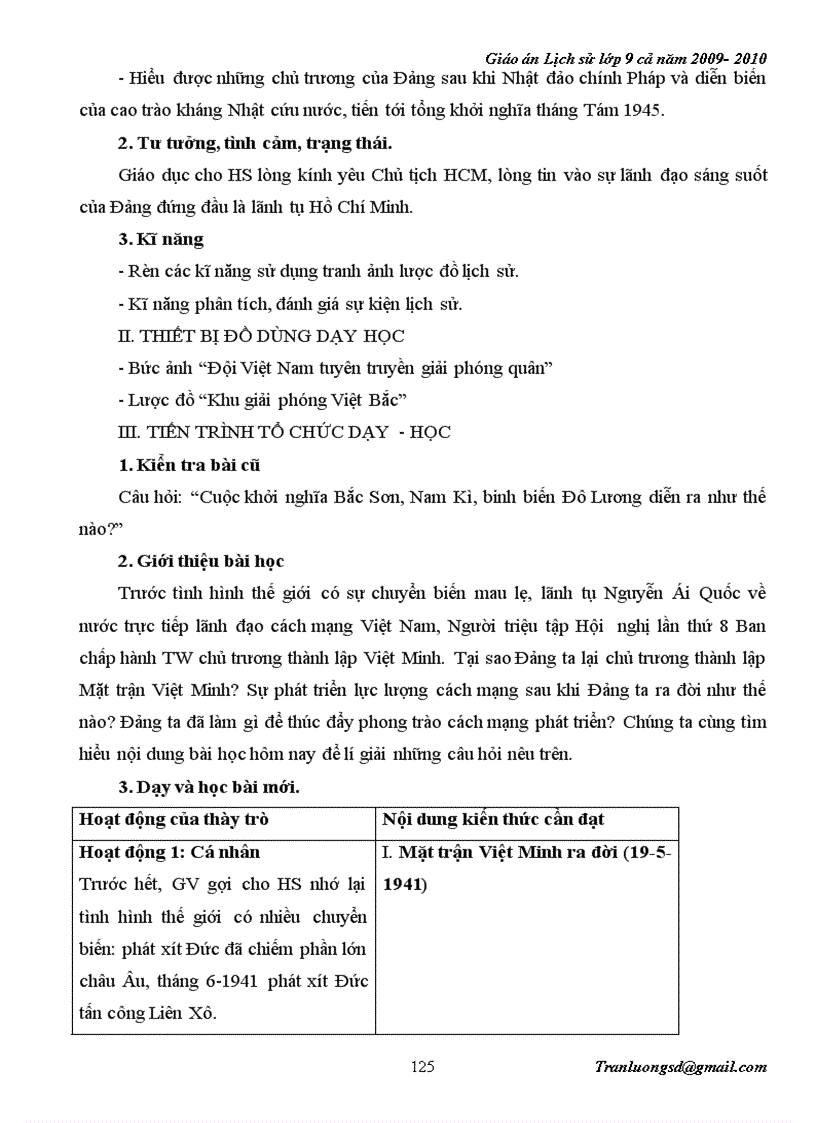image for page Giáo án Lịch su 9 cả năm 2009 2010