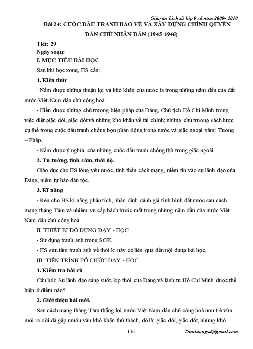 image for page Giáo án Lịch su 9 cả năm 2009 2010