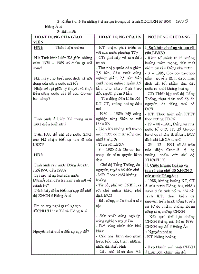 Giáo án Lịch sử 9 cả năm 3 cột 1