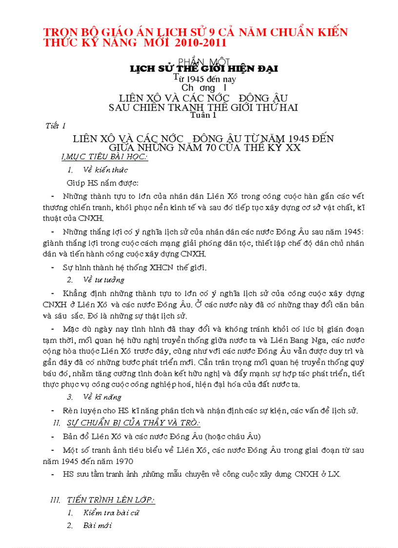 image for page Giáo án Lịch sử 9 chuẩn kiến thức kỹ năng