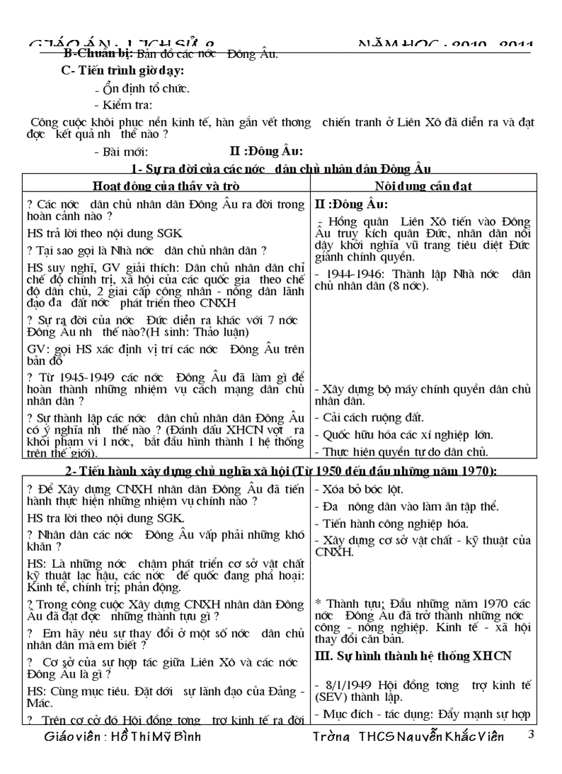 image for page Giáo án lịch sử 9 HK I năm 10 11