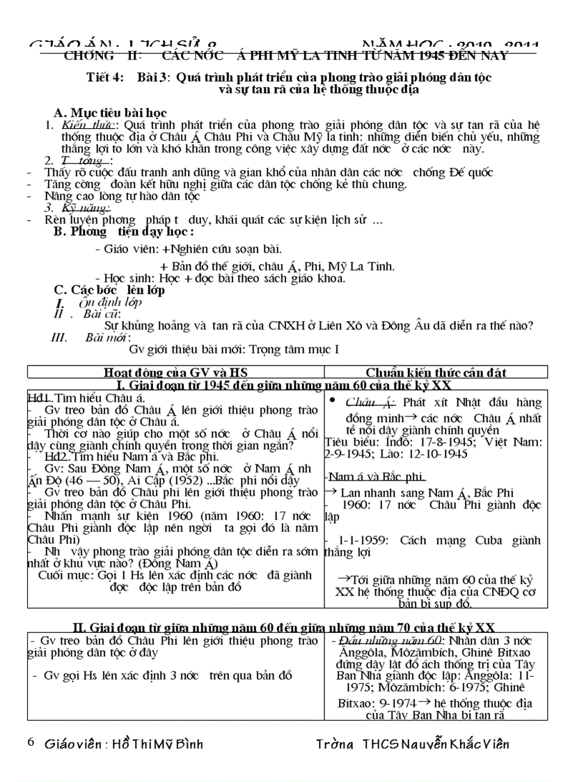 image for page Giáo án lịch sử 9 HK I năm 10 11