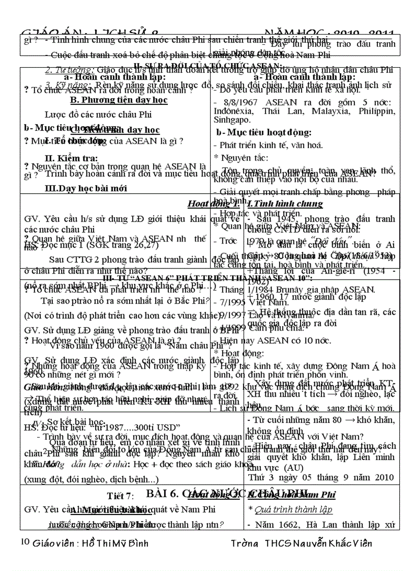 image for page Giáo án lịch sử 9 HK I năm 10 11