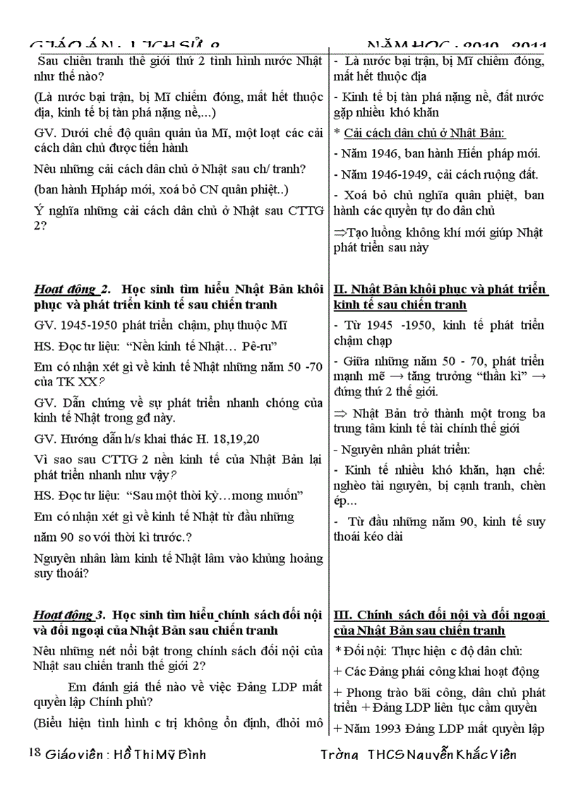 image for page Giáo án lịch sử 9 HK I năm 10 11