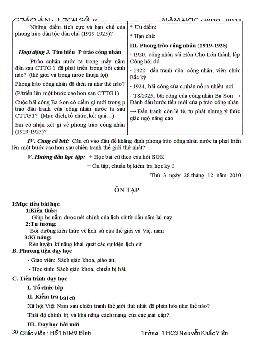 image for page Giáo án lịch sử 9 HK I năm 10 11