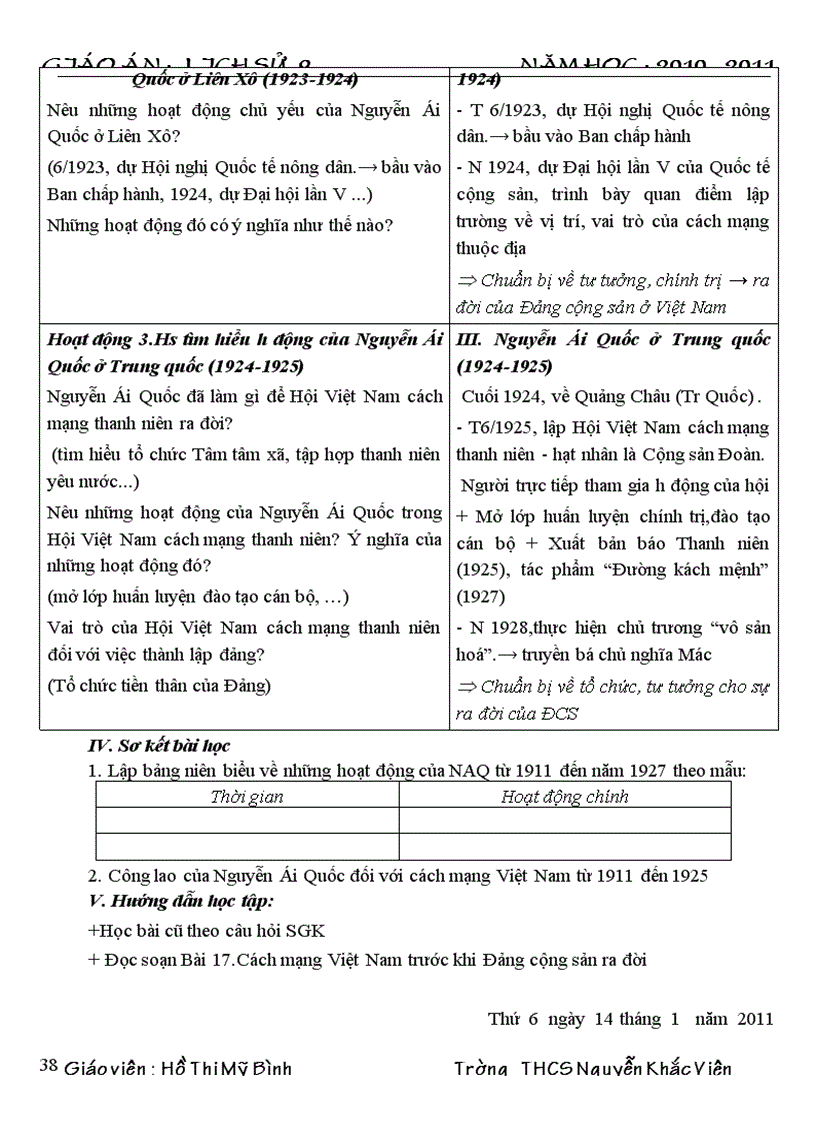 image for page Giáo án lịch sử 9 HK II năm 10 11