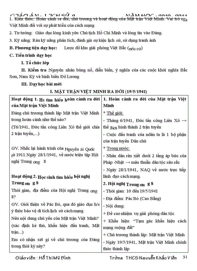 image for page Giáo án lịch sử 9 HK II năm 10 11