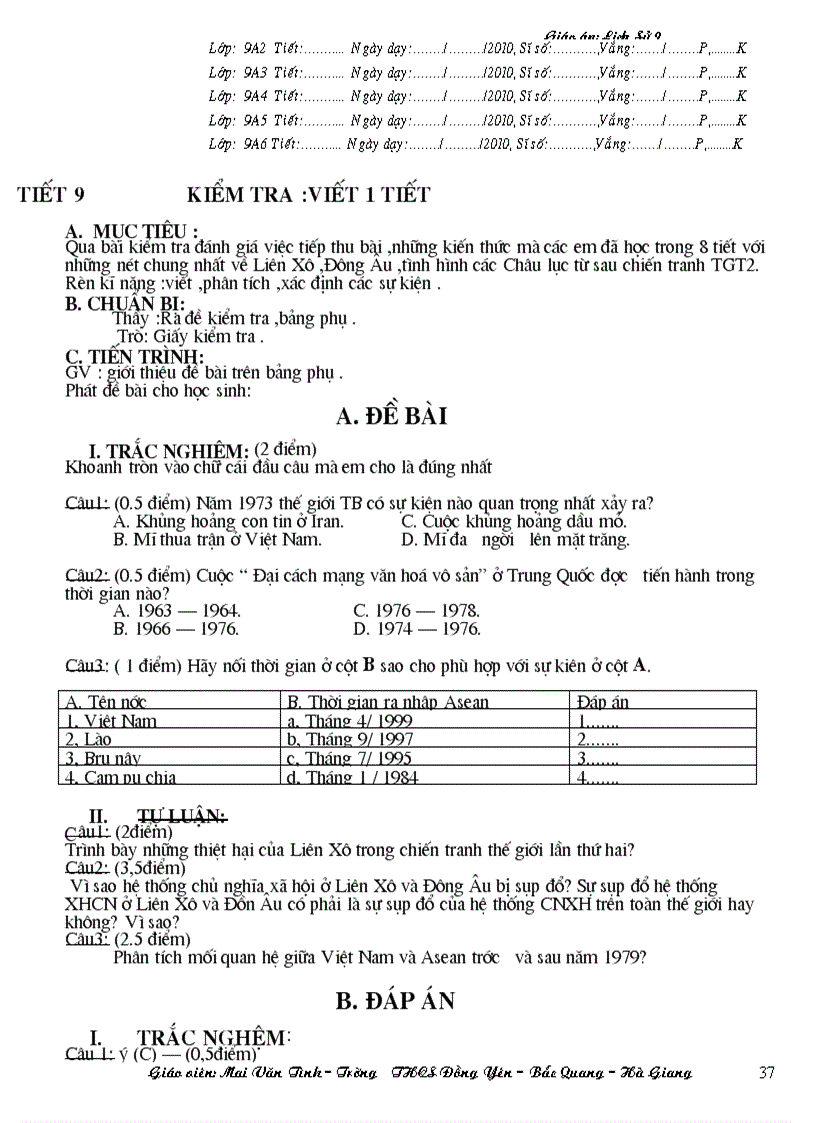 image for page Giáo án lịch sử lớp 9 học kỳ I