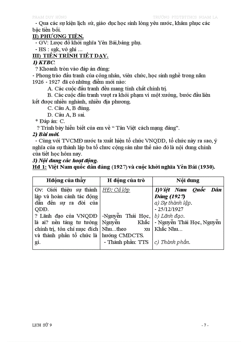 image for page Giáo án ls 9 3 cột