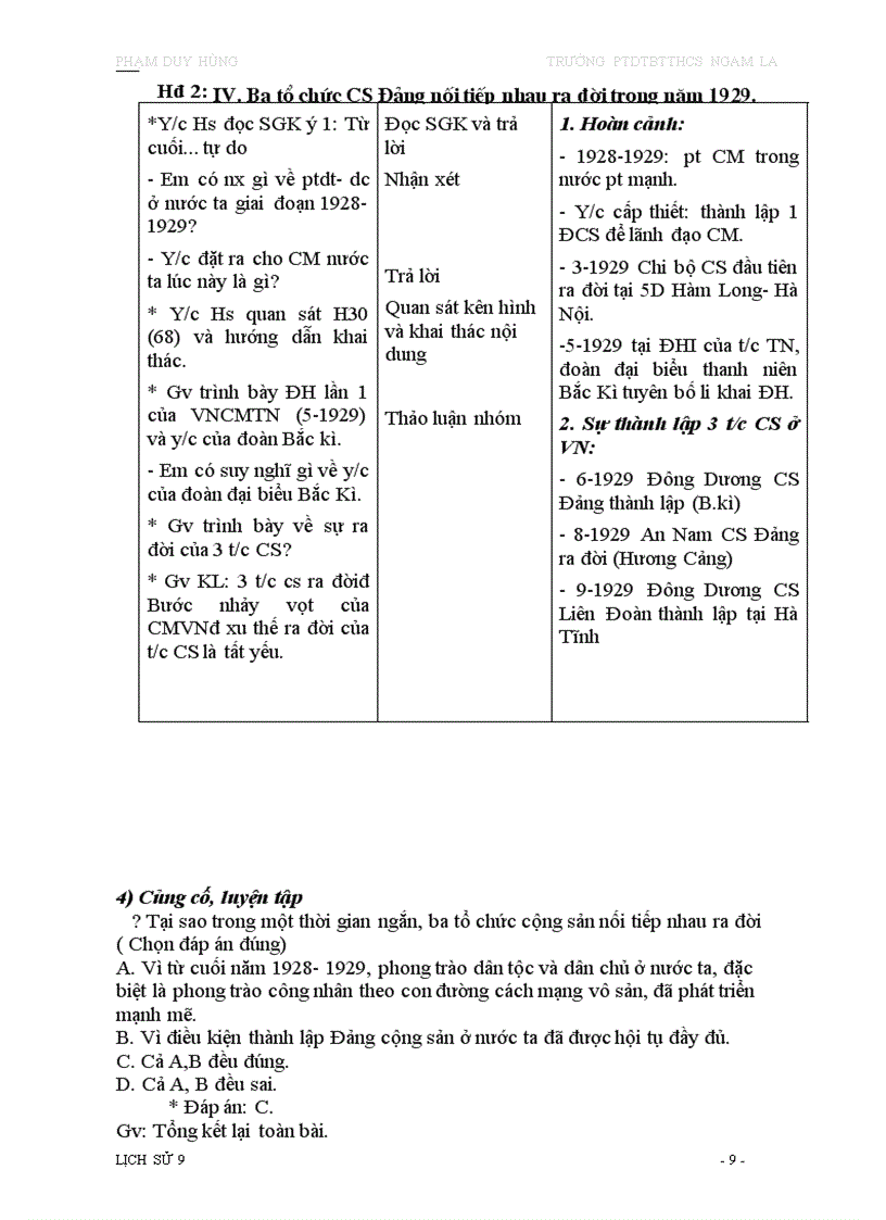 image for page Giáo án ls 9 3 cột