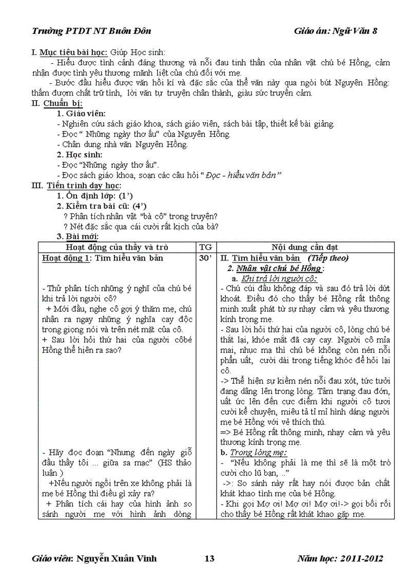 image for page Giáo án Ngữ Văn 8 2011 CKTKN