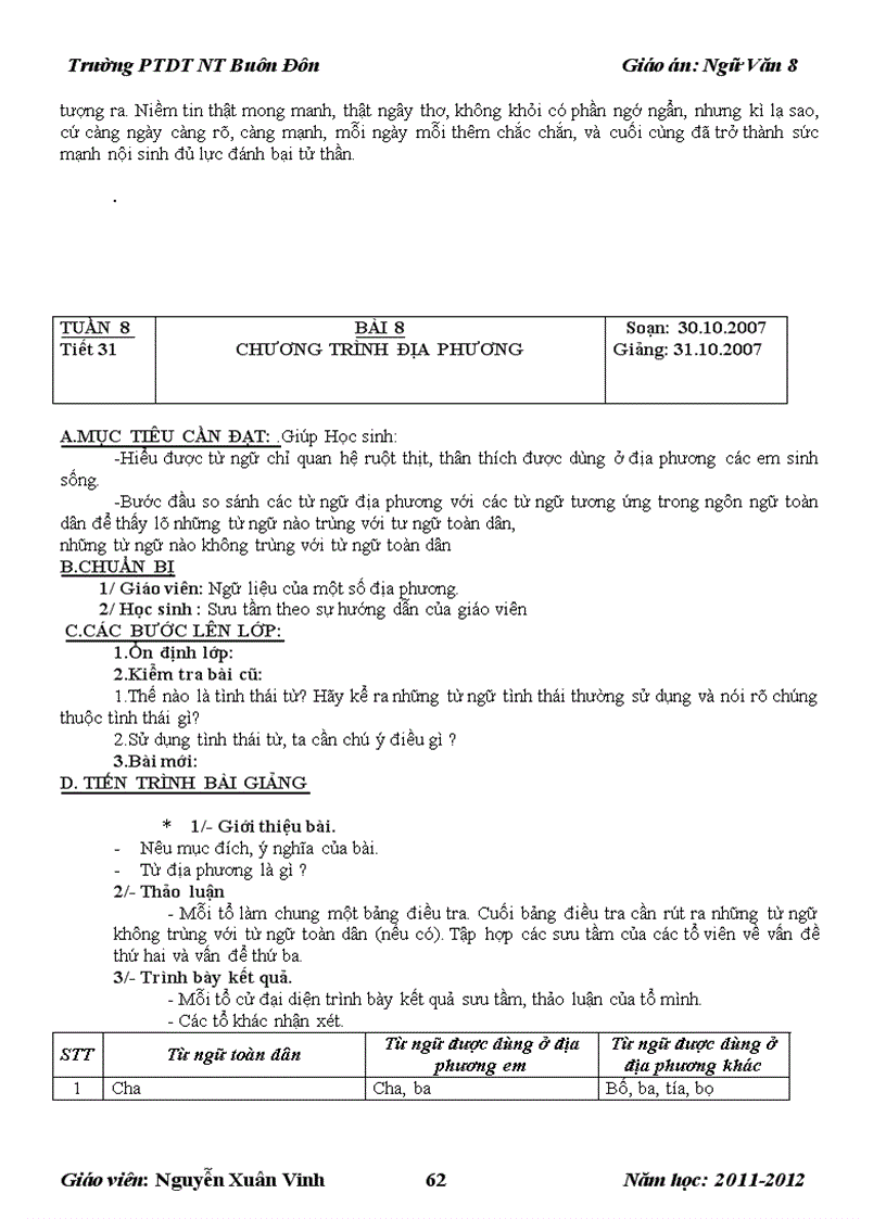 image for page Giáo án Ngữ Văn 8 2011 CKTKN